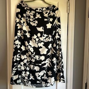 Candace Cameron Bure Printed Woven Pull-On Midi Skirt Black - Regular